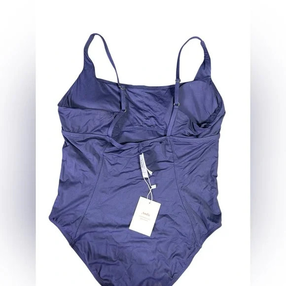 ANDIE SWIM navy blue square neck Havana One Piece XL Swimsuit NWT